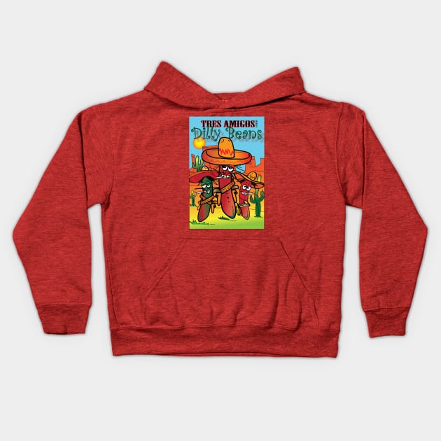 Tres Amigos Dilly Beans Kids Hoodie by tlak